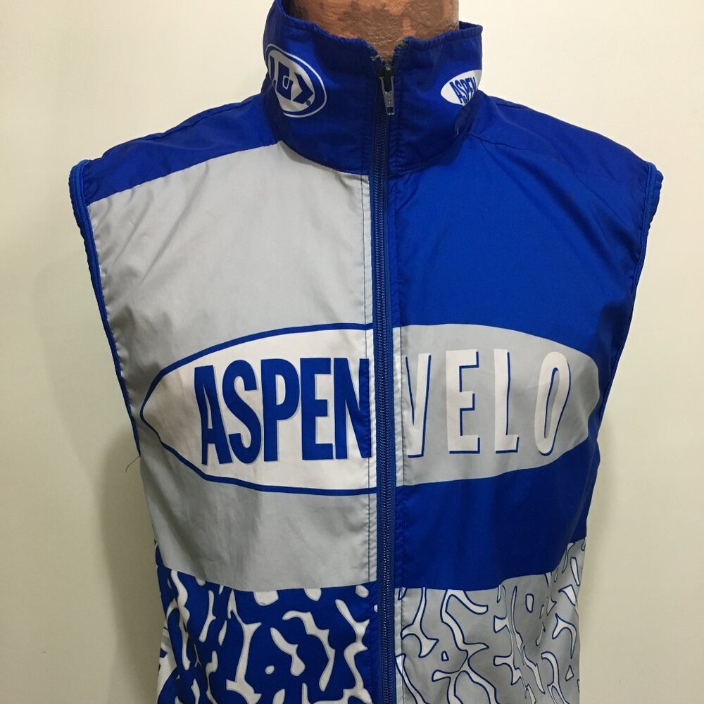 Louis Garneau S Bike Windbreaker Sleeveless Blue Gray Aspen Velo Mesh Back